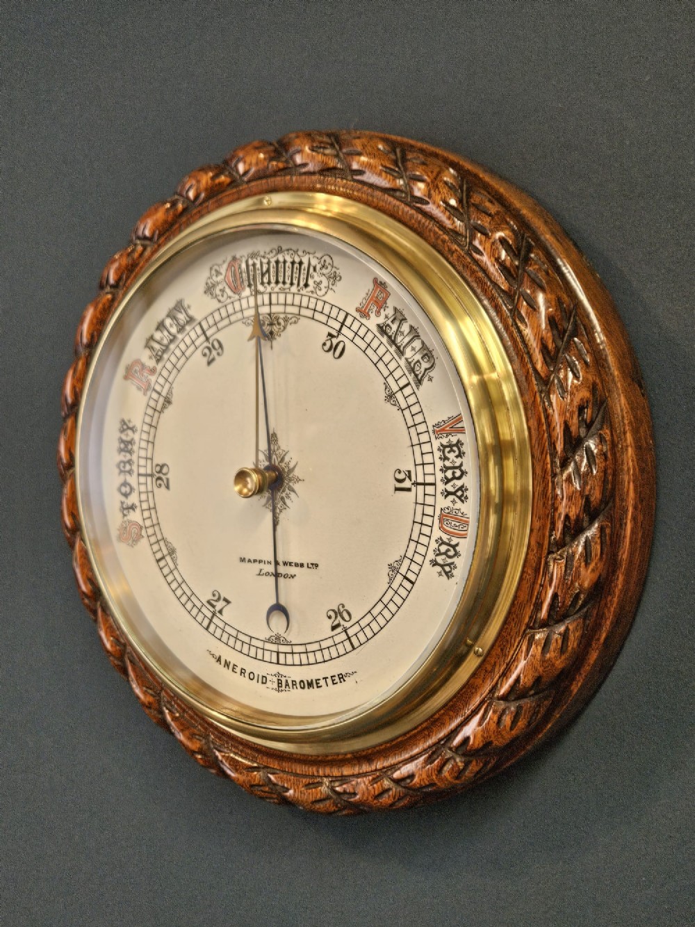 Superb Mappin & Webb Oak Cased Barometer View IV
