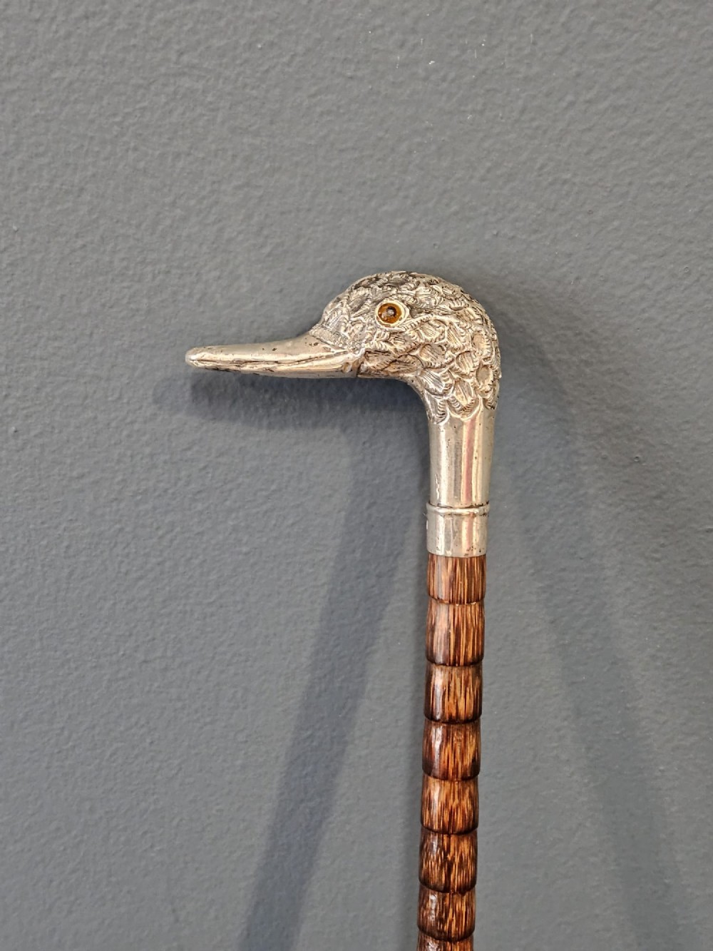 Edwardian Silver Ducks Head Handle Umbrella View II