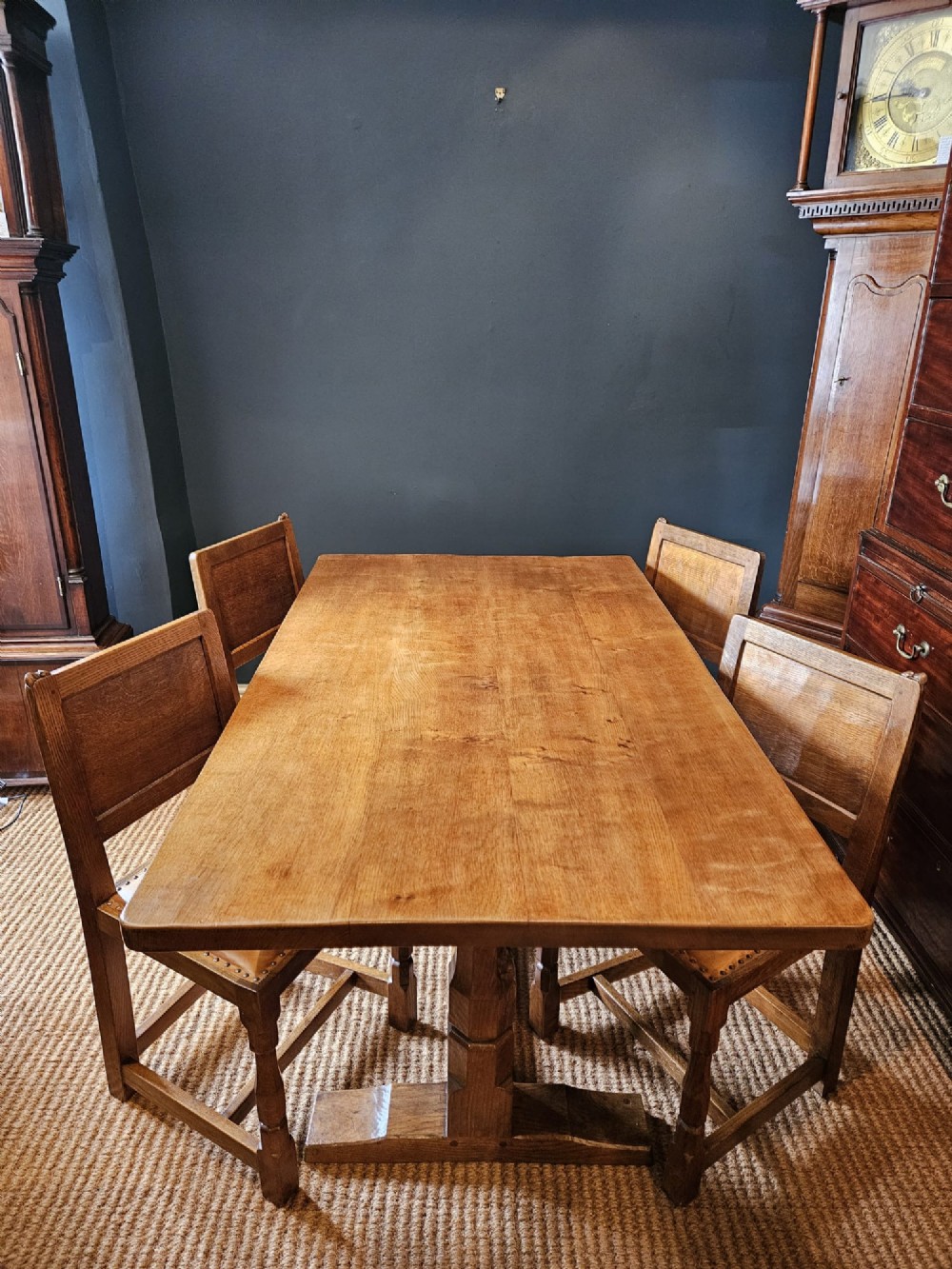 Superb 1940's Thompson of Kilburn Mouseman Dining Table and Chairs