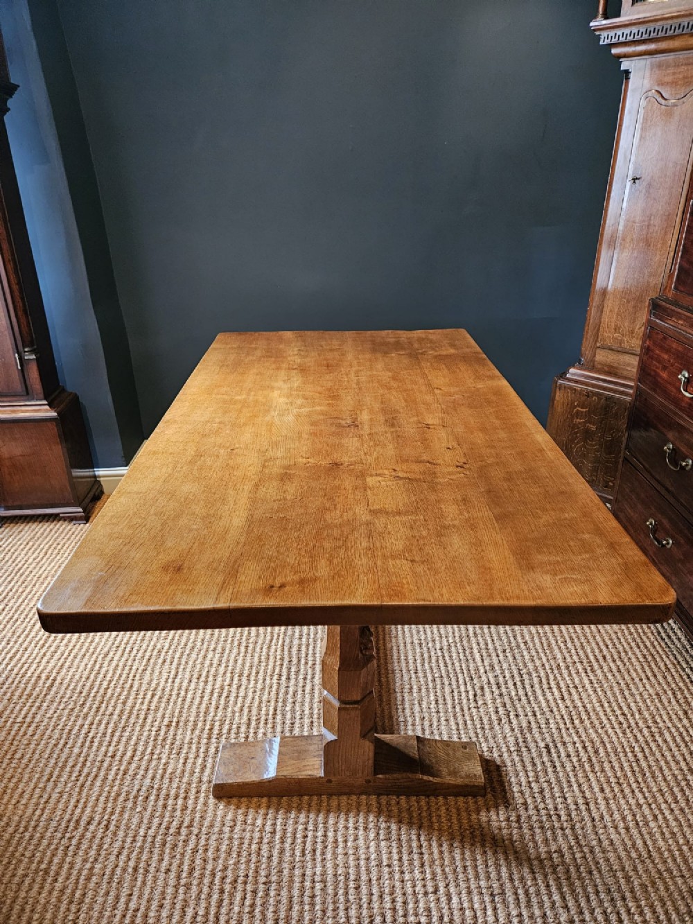 Superb 1940's Thompson of Kilburn Mouseman Dining Table and Chairs View XIII