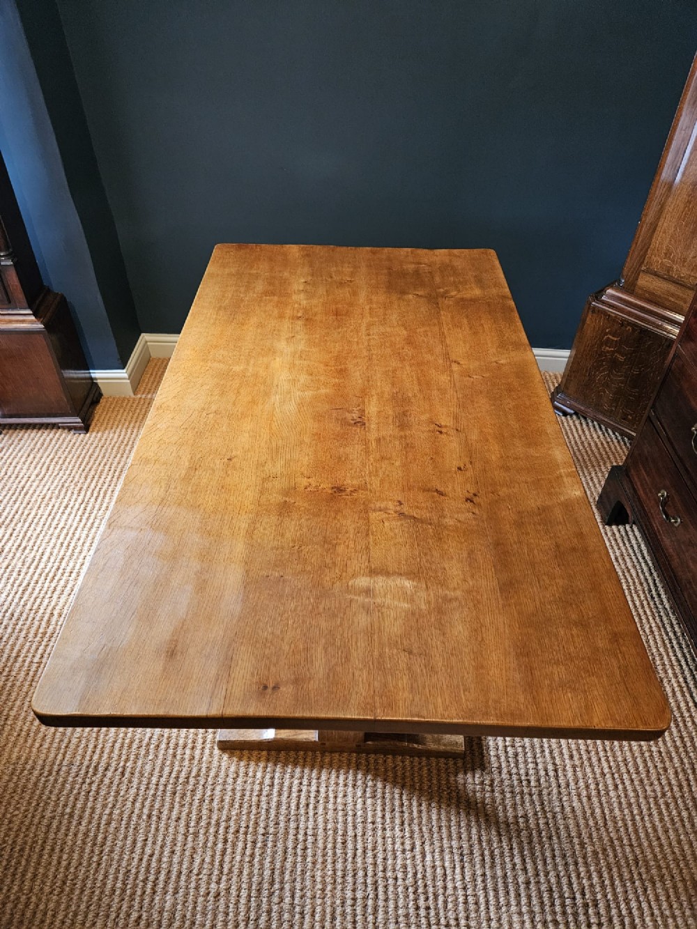 Superb 1940's Thompson of Kilburn Mouseman Dining Table and Chairs View XV