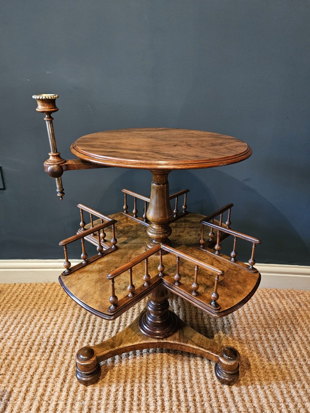 Mid Victorian Walnut Revolving Book Table