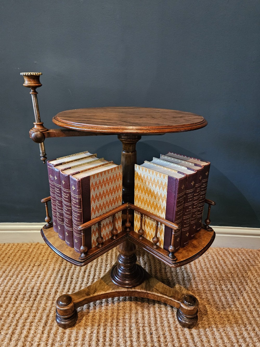 Mid Victorian Walnut Revolving Book Table View II