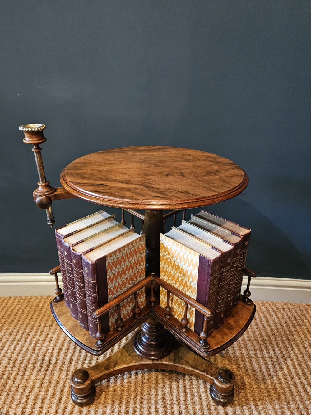 Mid Victorian Walnut Revolving Book Table View III