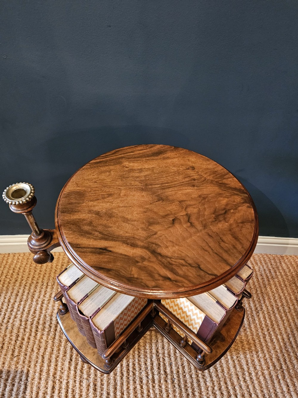 Mid Victorian Walnut Revolving Book Table View VI