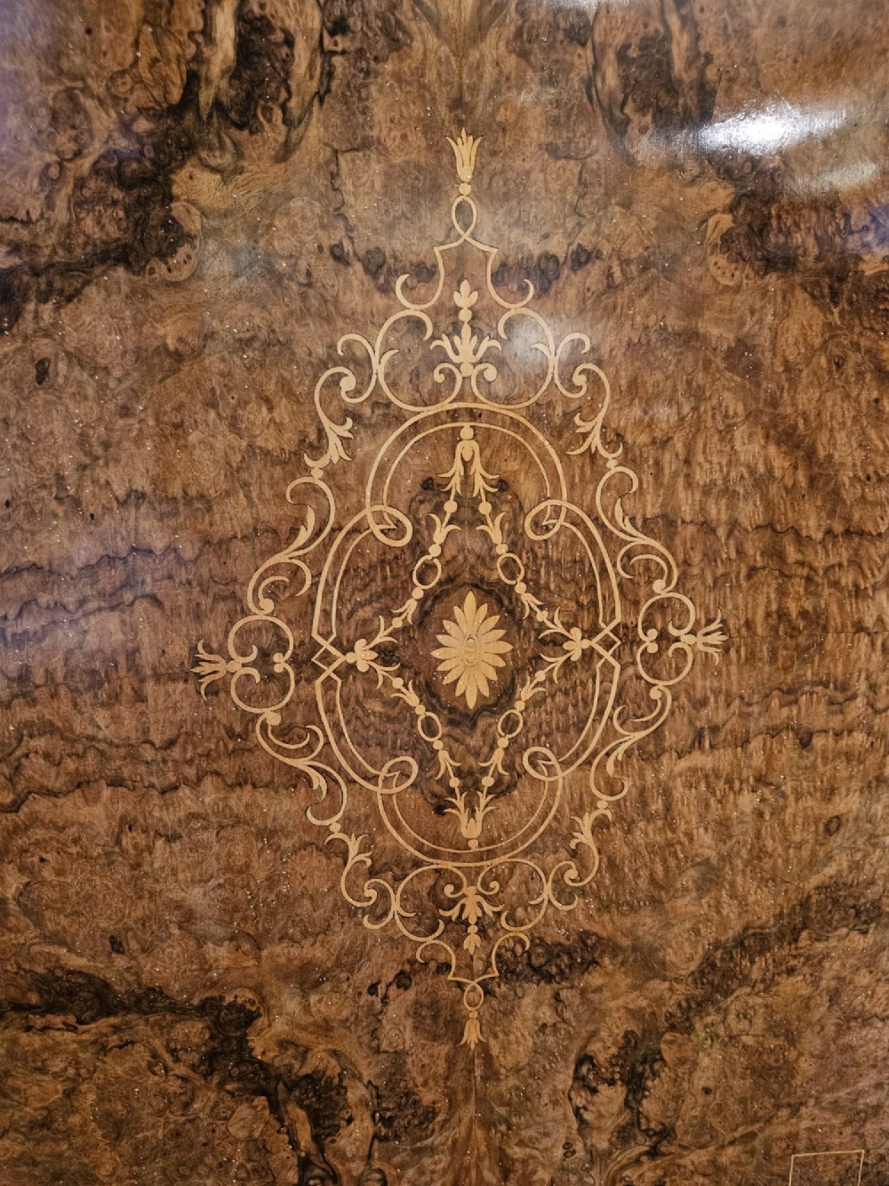 Outstanding Quality Mid Victorian Inlaid Burr Walnut Serpentine Fronted Credenza View VI