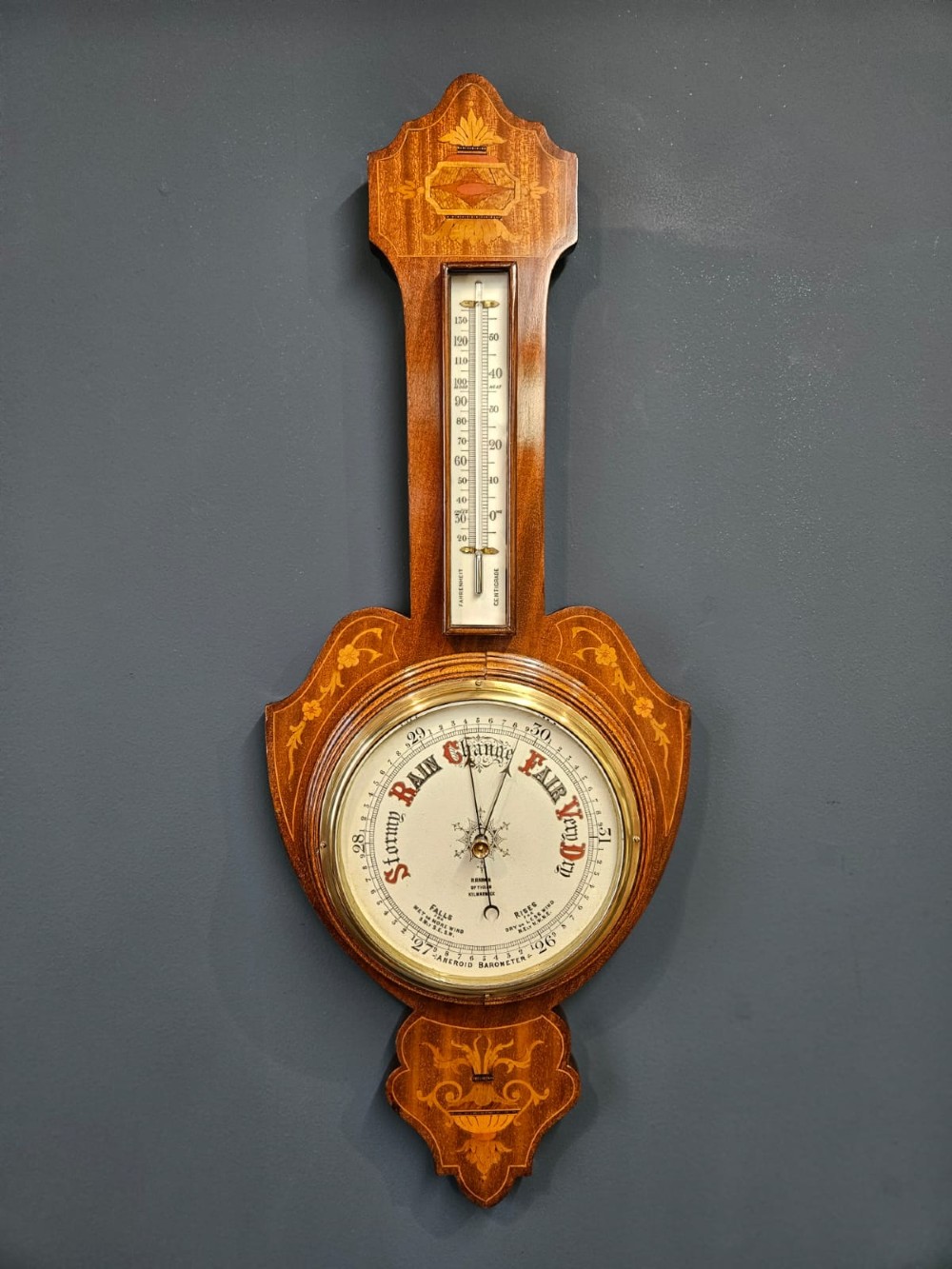 Edwardian Inlaid Banjo Barometer