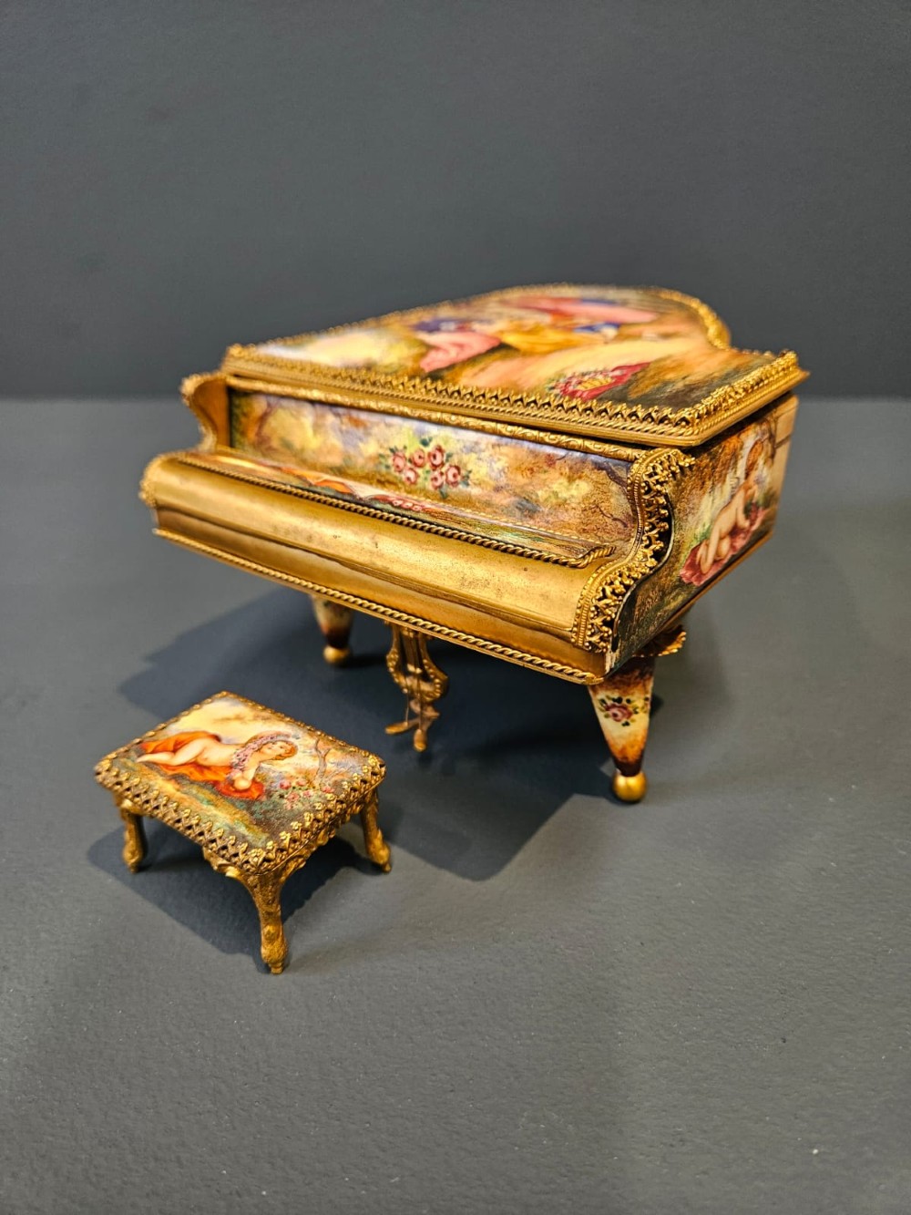 Austrian Enamel and Ormolu Piano Music Box