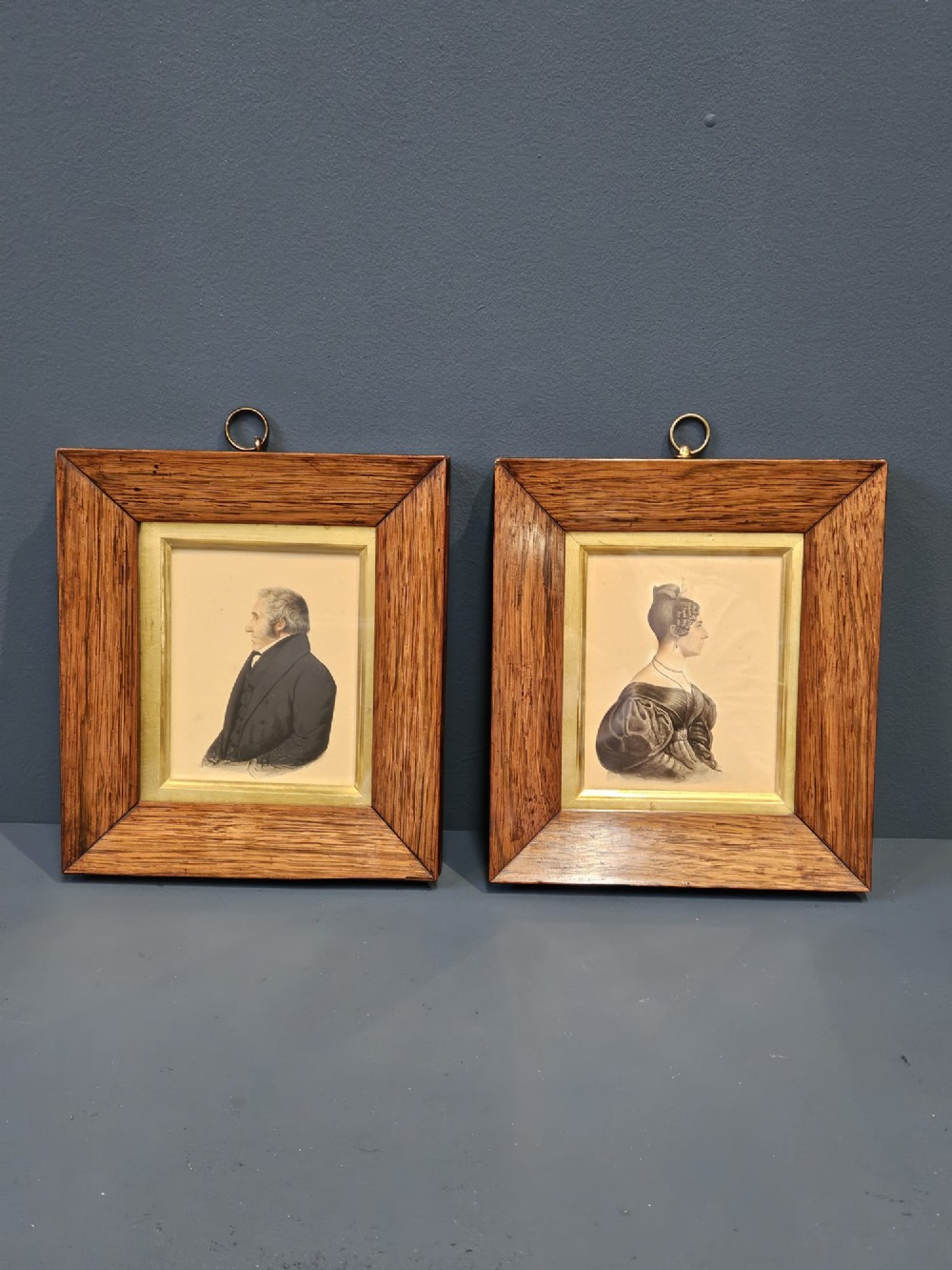Pair of Early Victorian Rosewood Framed Miniature Portraits