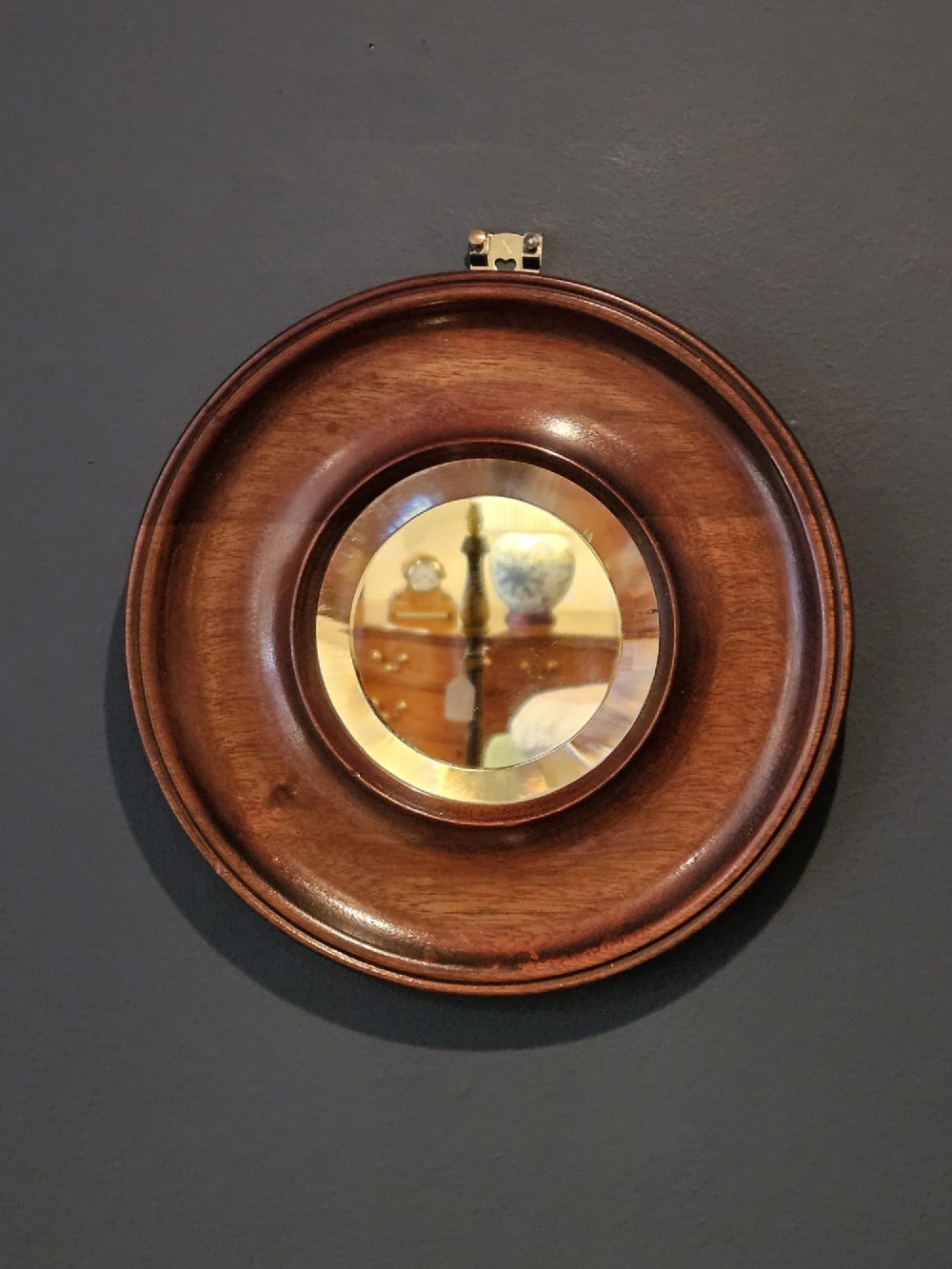 Small Victorian Circular Mahogany Framed Mirror
