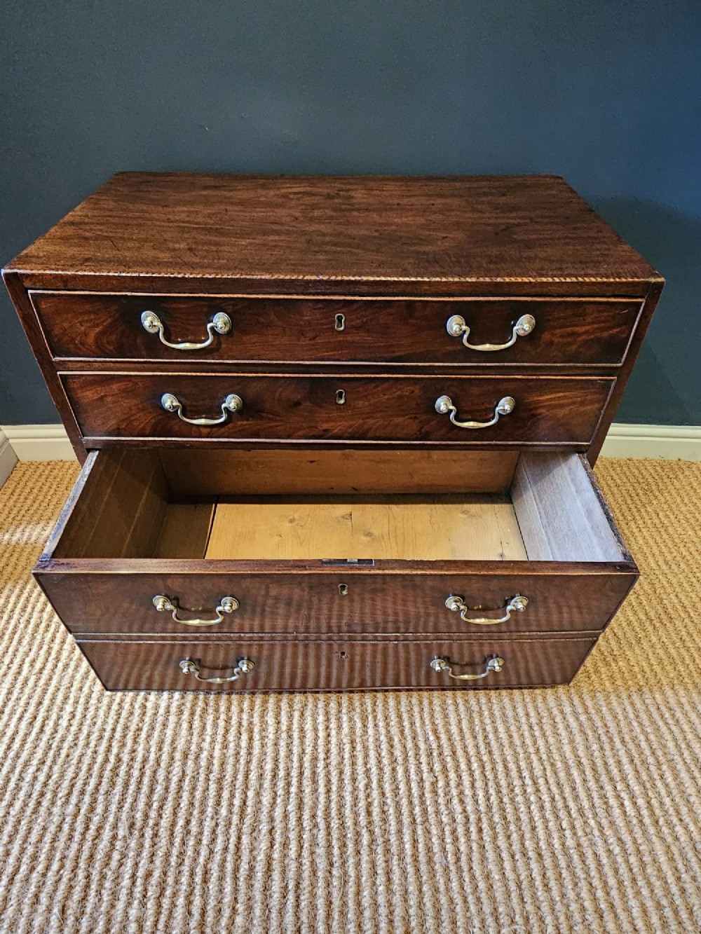 George III Mahogany Chest With Double Depth Bottom Drawer View II