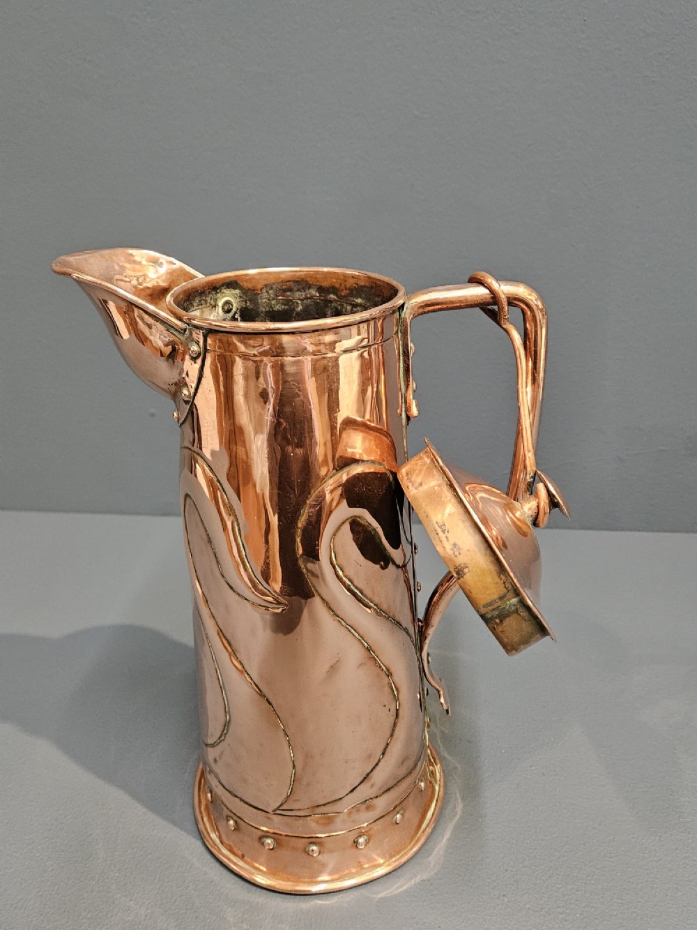 Art Nouveau Copper Coffee Pot View IV