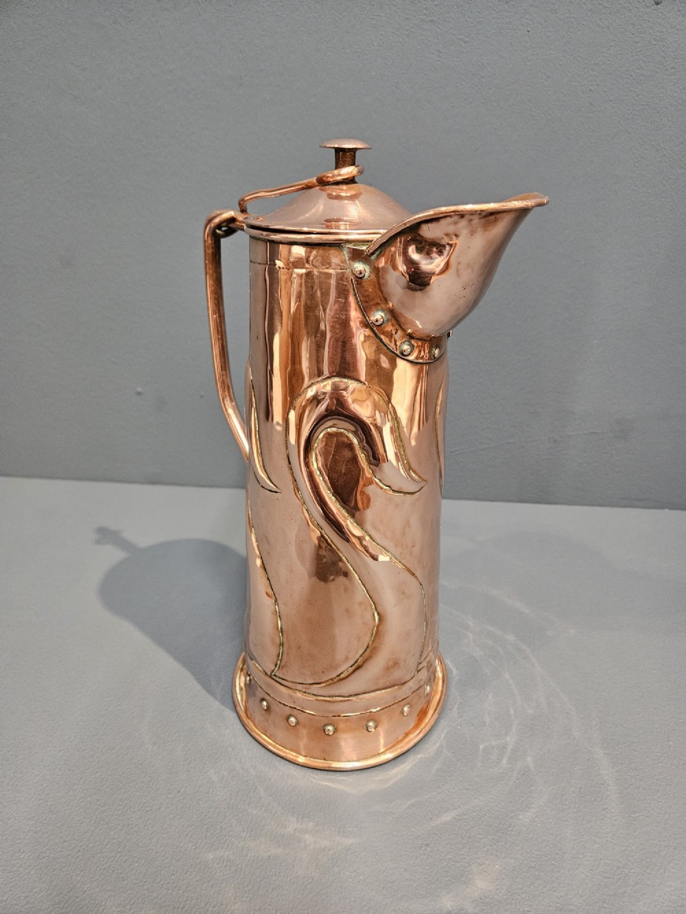 Art Nouveau Copper Coffee Pot View V