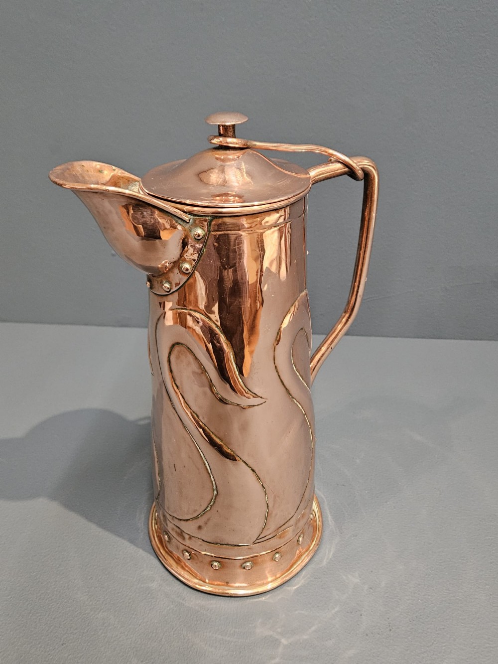Art Nouveau Copper Coffee Pot View VI