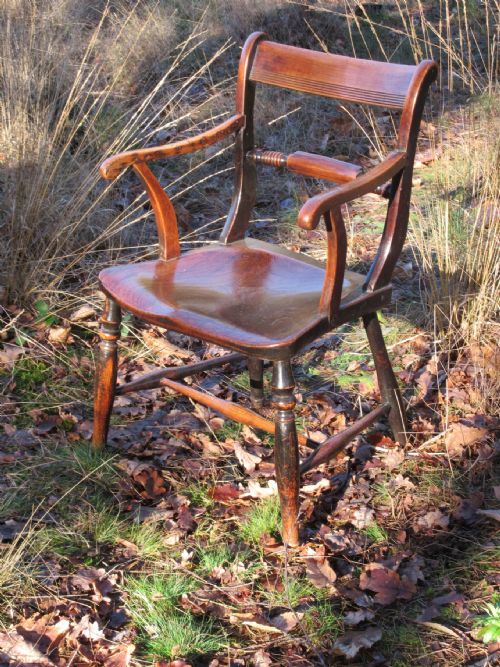 ASH AND ELM SCROLLBACK OXFORD ARMCHAIR CIRCA 1810 - ADDITIONAL PHOTO 4