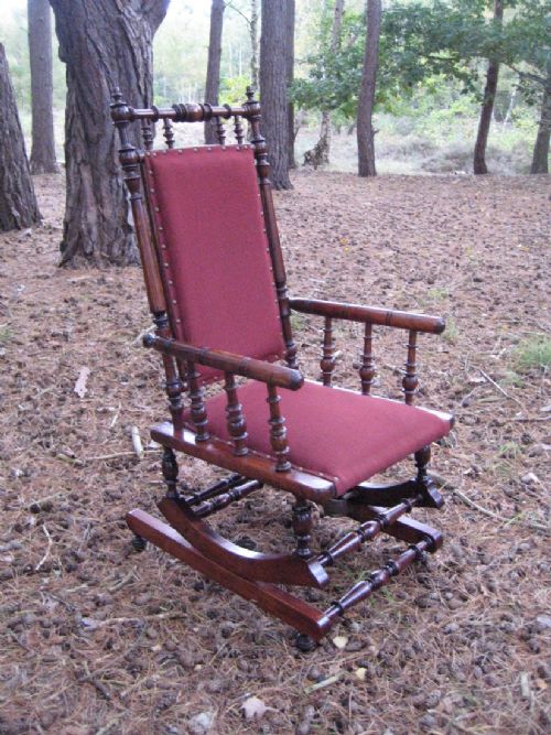 VICTORIAN AMERICAN ROCKING CHAIR CIRCA 1890 - ADDITIONAL PHOTO 2