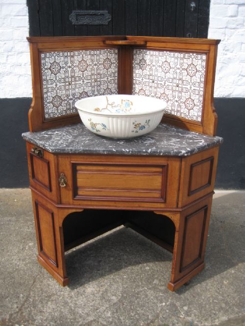 PAIR OF VICTORIAN CORNER WASHSTANDS BY MAPLE CO CIRCA 1885 - ADDITIONAL PHOTO 3