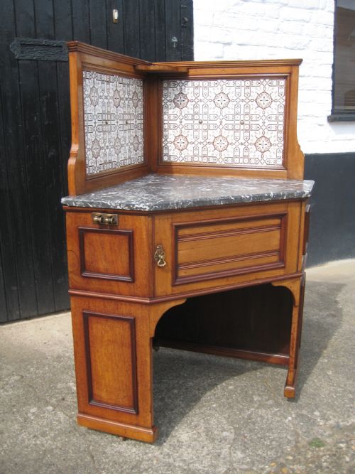 PAIR OF VICTORIAN CORNER WASHSTANDS BY MAPLE CO CIRCA 1885 - ADDITIONAL PHOTO 4
