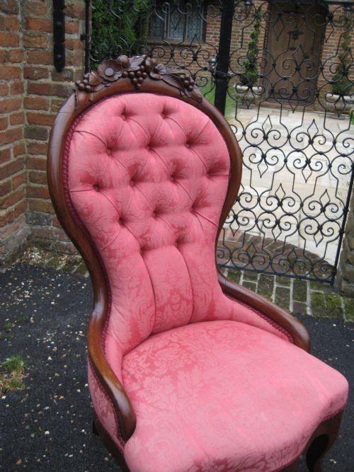 VICTORIAN MAHOGANY NURSING BEDROOM CHAIR CIRCA 1890 - ADDITIONAL PHOTO 1