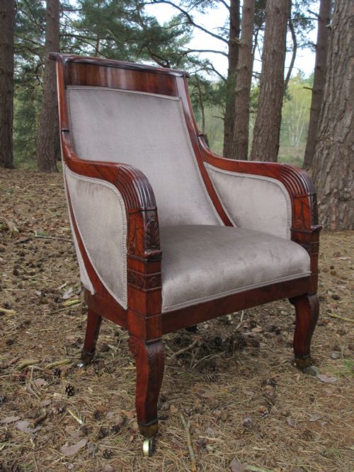 a fine quality mahogany french empire library armchair circa 1820 - CATEGORY: ANTIQUE CHAIRS - DATED 19TH CENTURY