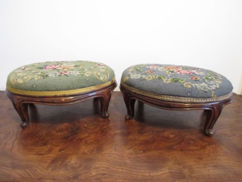 pair of victorian footstools circa 1880 - CATEGORY: ANTIQUE STOOLS - DATED VICTORIAN