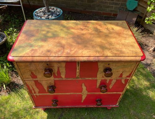 VICTORIAN PAINTED PINE CHEST OF DRAWERS CIRCA 1880 - ADDITIONAL PHOTO 1