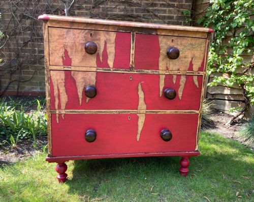 VICTORIAN PAINTED PINE CHEST OF DRAWERS CIRCA 1880 - ADDITIONAL PHOTO 3