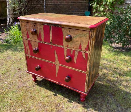 VICTORIAN PAINTED PINE CHEST OF DRAWERS CIRCA 1880 - ADDITIONAL PHOTO 4