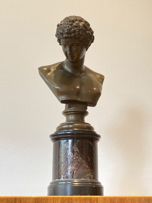 grand tour bronze bust of antinous 111ad 130ad circa 19th century - CATEGORY: ANTIQUE SCULPTURES - DATED 19TH CENTURY