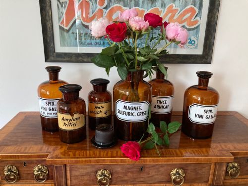 COLLECTION OF 6 BROWN GLASS APOTHECARYCHEMIST JARS LATE 19TH CENTURY - ADDITIONAL PHOTO 1