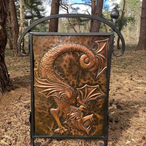 VICTORIAN ARTS AND CRAFTS FIRESCREEN IN THE MANNER OF C F A VOYSEY CIRCA 1890 - ADDITIONAL PHOTO 1