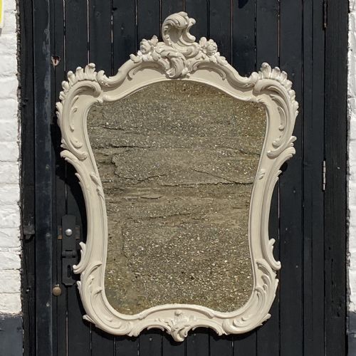 large 19th century antique french painted cartouche shaped mirror circa 1860 - CATEGORY: ANTIQUE MIRRORS - DATED 1860