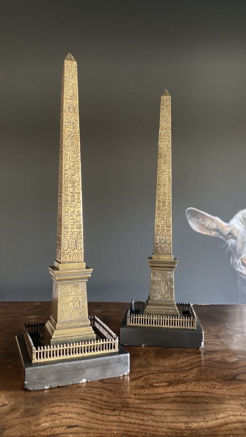 pair of grand tour souvenir bronze models of the luxor obelisks circa 1836 - CATEGORY: ANTIQUE METAL - DATED 19TH CENTURY