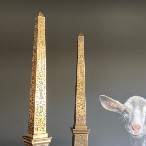 PAIR OF GRAND TOUR SOUVENIR BRONZE MODELS OF THE LUXOR OBELISKS CIRCA 1836 - ADDITIONAL PHOTO 8