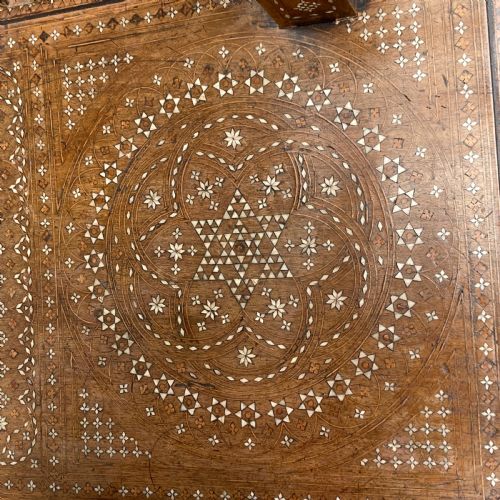 BEAUTIFUL SYRIAN MOORISH BONE INLAID BENCH CIRCA 1880 - ADDITIONAL PHOTO 8