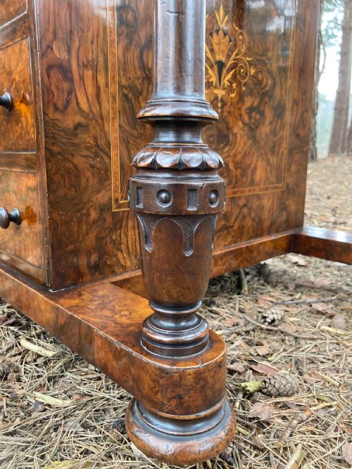 VICTORIAN BURR WALNUT MARQUETRY INLAID DAVENPORT CIRCA 1870 - ADDITIONAL PHOTO 13