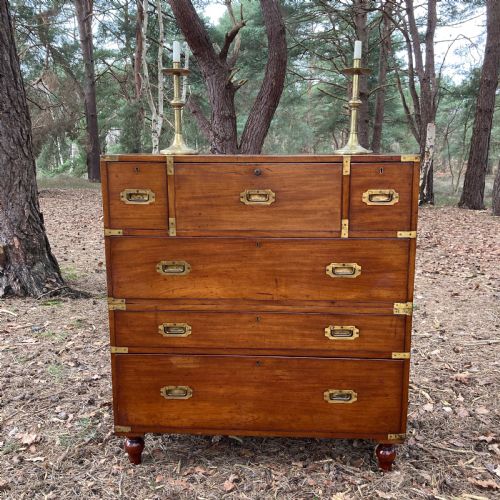 hill millard secretaire military campaign chest circa 1875 - CATEGORY: ANTIQUE CHEST OF DRAWERS - DATED 19TH CENTURY