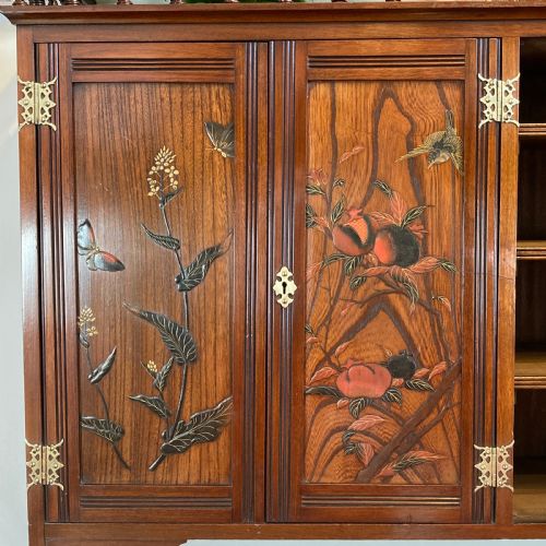AESTHETIC MOVEMENT ANGLOJAPANESE WALNUT HANGING CABINET CIRCA 1880 - ADDITIONAL PHOTO 1