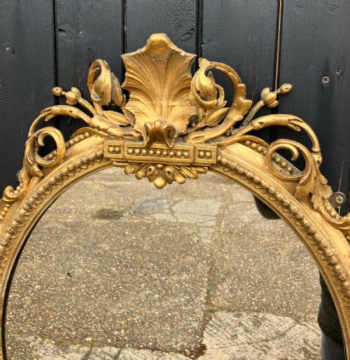 CARVED GILTWOOD OVAL GIRANDOLE WALL MIRROR CIRCA 1880 - ADDITIONAL PHOTO 1