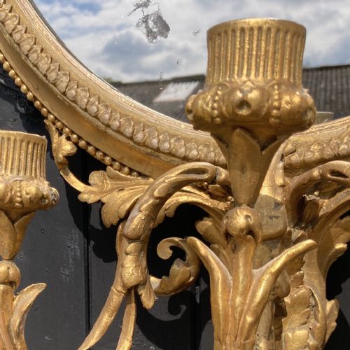 CARVED GILTWOOD OVAL GIRANDOLE WALL MIRROR CIRCA 1880 - ADDITIONAL PHOTO 9