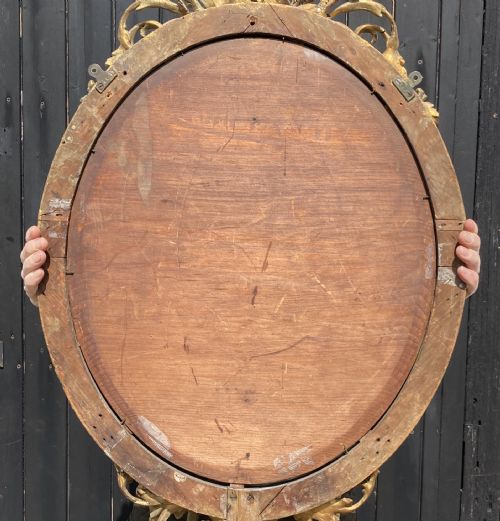 CARVED GILTWOOD OVAL GIRANDOLE WALL MIRROR CIRCA 1880 - ADDITIONAL PHOTO 11