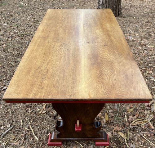 OAK AND ELM REFECTORY TABLE RETAILED BY HEALS OF LONDON CIRCA 1900 - ADDITIONAL PHOTO 12