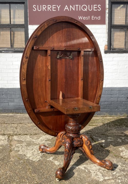 VICTORIAN BURR WALNUT AND MARQUETRY INLAID OVAL BREAKFAST CENTRE TABLE CIRCA 1860 - ADDITIONAL PHOTO 3