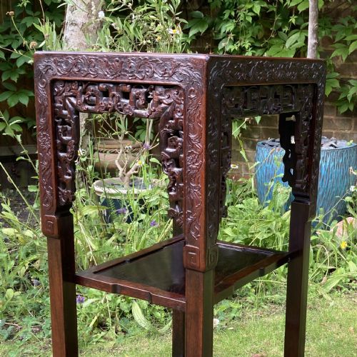 LATE 19TH CENTURY CHINESE 2TIER HONGMU PEDESTAL OR URN STAND QING DYNASTY CIRCA 1880 - ADDITIONAL PHOTO 1