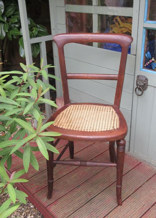 OAK CANE SEATED BEDROOM CHAIR CIRCA 1900 - ADDITIONAL PHOTO 1