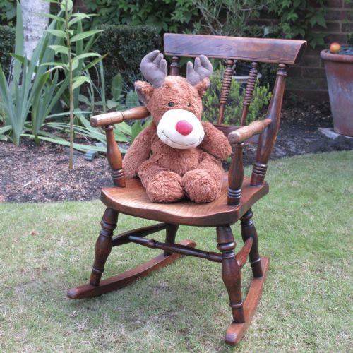 CHILDS ELM SPINDLE BACK WINDSOR ROCKING CHAIR CIRCA 1830 - ADDITIONAL PHOTO 3