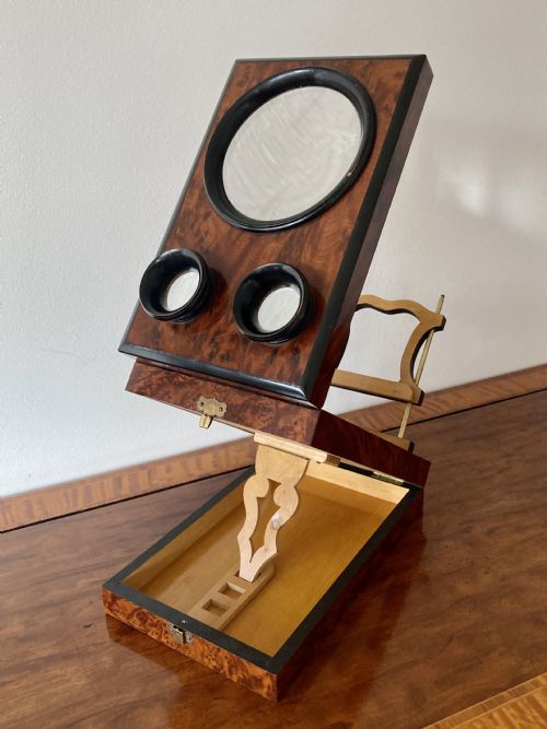 VICTORIAN BURR YEW WOOD STEREOSCOPE CIRCA 1880 - ADDITIONAL PHOTO 3