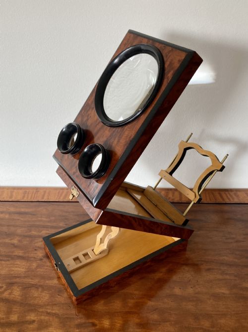 VICTORIAN BURR YEW WOOD STEREOSCOPE CIRCA 1880 - ADDITIONAL PHOTO 4