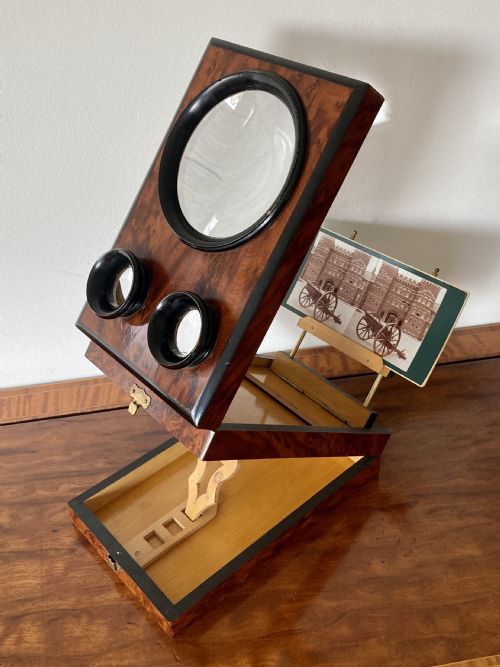 VICTORIAN BURR YEW WOOD STEREOSCOPE CIRCA 1880 - ADDITIONAL PHOTO 5