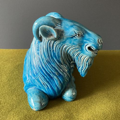 PAIR OF CHINESE TURQUOISE GLAZED PORCELAIN GOATS QING DYNASTY EARLY 19TH CENTURY - ADDITIONAL PHOTO 5